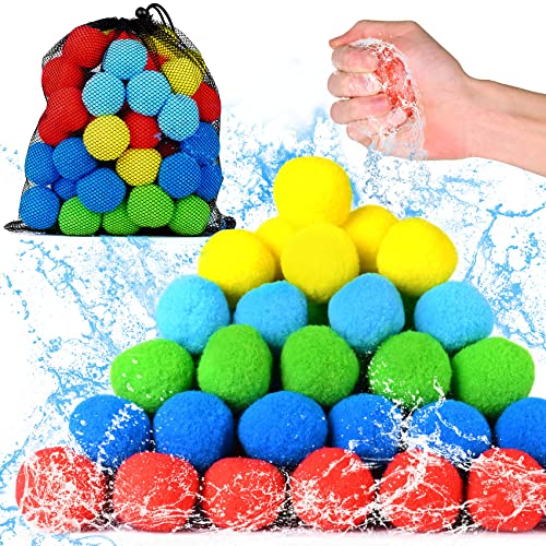 AXRUNZE Reusable Water Balloons 100PCS Soaker Water Balls Kids Outdoor Toys for Pool Water Toys 5 Colors, 1x mesh Bag, Rightness Beach Ball for Children and Young Boys and Girls