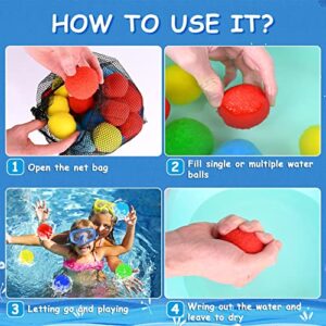 AXRUNZE Reusable Water Balloons 100PCS Soaker Water Balls Kids Outdoor Toys for Pool Water Toys 5 Colors, 1x mesh Bag, Rightness Beach Ball for Children and Young Boys and Girls