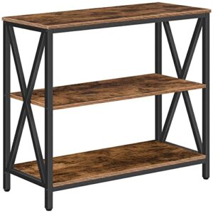 mahancris sofa table, industrial console table, 3-tier narrow side table with open shelves, foyer table for entryway, hallway, kitchen, living room and bedroom, easy assembly, rustic brown, cthr8001z