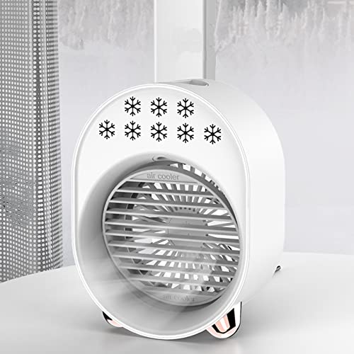 Portable Air Conditioner Fan, Mini Evaporative Air Cooler Fan with 3 Wind Speeds, USB Air Cooler with Colorful Night Lights for Room Camping Car Office (White)