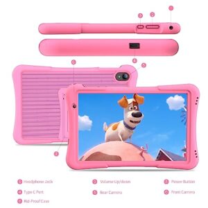 PRITOM 10 inch Kids Tablet Android 12 Tabletas 32GB, Quad-Core, 6000mAh, Large HD IPS Display, WiFi 6, Dual Camera, Bluetooth, Toddler Tablet for Kids Age 3+, Pink