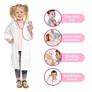 Phobby Kids Doctor Kit, 8 Pieces Kids Doctor Playset with Medical Storage Bag & Real Stethoscope, Pretend Play Doctor Toys for Toddler Boys Girls Aged 3 4 5 6 7 8