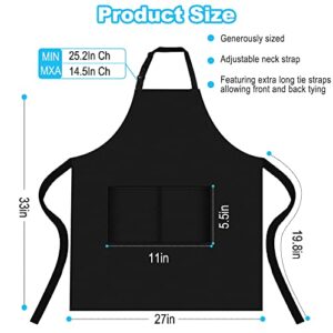 Aettechgd 2 Pack Chefs Apron for Women Men With Pockets, Top-notch Black Bib Aprons Water & Oil Resistant, Premium Adjustable Kitchen Aprons for Kitchen, Crafting, BBQ, Drawing, Cooking and More