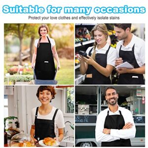 Aettechgd 2 Pack Chefs Apron for Women Men With Pockets, Top-notch Black Bib Aprons Water & Oil Resistant, Premium Adjustable Kitchen Aprons for Kitchen, Crafting, BBQ, Drawing, Cooking and More