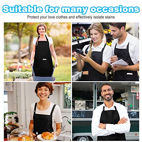 Aettechgd 2 Pack Chefs Apron for Women Men With Pockets, Top-notch Black Bib Aprons Water & Oil Resistant, Premium Adjustable Kitchen Aprons for Kitchen, Crafting, BBQ, Drawing, Cooking and More