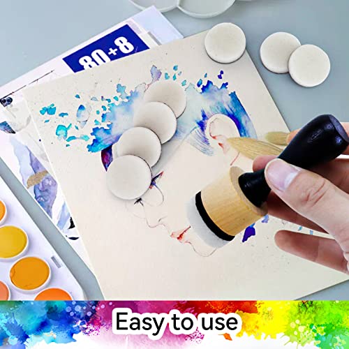 55 Pack Mini Ink Blending Tool Set, 3 PCS Round Alcohol Ink Applicator Tool 52 PCS Replacement Sponge Domed Foam Pads, Embossed Ink Splashing Pictures Card Making