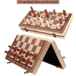 Ralout Chess Set 15" Magnetic Wooden Board Game - 2 in 1 Chess and Checkers Game Set for Adults and Kids (Magnetic)