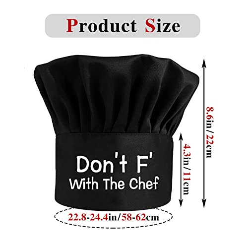 Don't F' with The Chef,Funny Chef Hat，BBQ Chef Hats,Adjustable Kitchen Cooking Hat for Men & Women, BBQ Gift,Perfect for BBQ Grilling Barbecue Cooking Baking Black