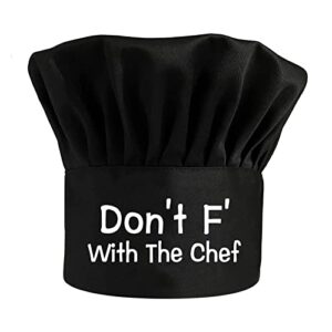 don't f' with the chef,funny chef hat，bbq chef hats,adjustable kitchen cooking hat for men & women, bbq gift,perfect for bbq grilling barbecue cooking baking black
