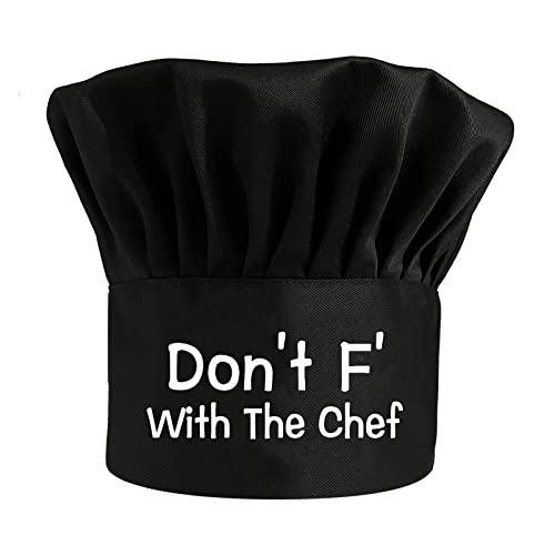 Don't F' with The Chef,Funny Chef Hat，BBQ Chef Hats,Adjustable Kitchen Cooking Hat for Men & Women, BBQ Gift,Perfect for BBQ Grilling Barbecue Cooking Baking Black