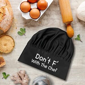 Don't F' with The Chef,Funny Chef Hat，BBQ Chef Hats,Adjustable Kitchen Cooking Hat for Men & Women, BBQ Gift,Perfect for BBQ Grilling Barbecue Cooking Baking Black