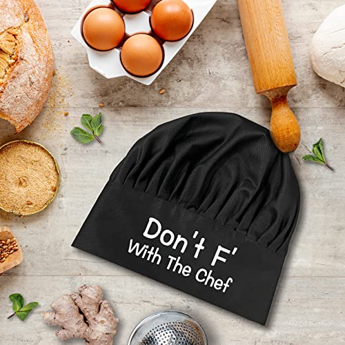 Don't F' with The Chef,Funny Chef Hat，BBQ Chef Hats,Adjustable Kitchen Cooking Hat for Men & Women, BBQ Gift,Perfect for BBQ Grilling Barbecue Cooking Baking Black