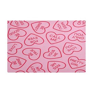 candy hearts pattern set dish drying mats of quick dry fabric for kitchen,heat resistant coffee machine mat kitchen accessories 17.7"x11.8"