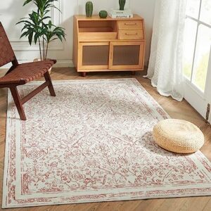 jinchan area rug 8x10 persian rug washable boho living room rug floral print large rug indoor soft distressed carpet thin rug bedroom dining room office farmhouse red on cream