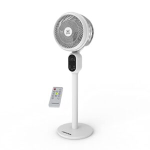 mizukata hikari 2023 new boreas versatile 2-in-1 air circulator fan, dual-use pedestal stand floor fan, quiet portable desk fan with remote, 12 speeds, energy-efficient, 3d oscillation, white.