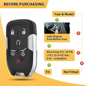 Car Key Fob Keyless Entry Remote Control Compatible with Chevrolet Chevy Suburban Tahoe Yukon Yukon XL 2015 2016 2017 2018 2019 2020 HYQ1AA- 6 BTN