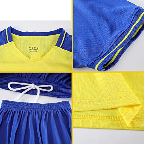 Casmyd Mens Kids Portugal Soccer Jersey+Shorts Ronall’do #7 Riyadhh World Cup Football Team Sports Fan Shirts Kit Youth Adult Yellow