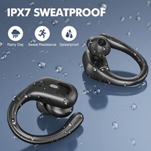 Wireless Earbuds Bluetooth Headphones 80Hrs Playback with LED Diaplay Wireless Charging Case Noise Cancelling Ear buds with Earhooks, IPX7 Waterproof Over Ear Earphones for Sports Running Workout