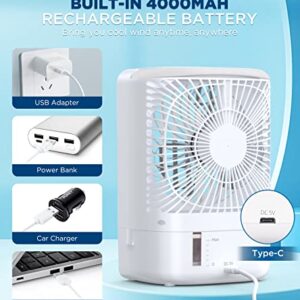 Portable Air Conditioner Quiet Fan with Remote Control, 4000mAh USB Rechargeable Mini AC Evaporative Cooler, Anti-Leak Cooling With 3 Speeds For Home Outdoor