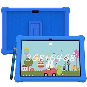 kids tablet, 10 inch androrid 11 toddler tablet for kids, 3gb ram+64gb rom tablets, google certificated, 8mp camera, pre-installed&parent control learning education tablet with kids-proof case stylus