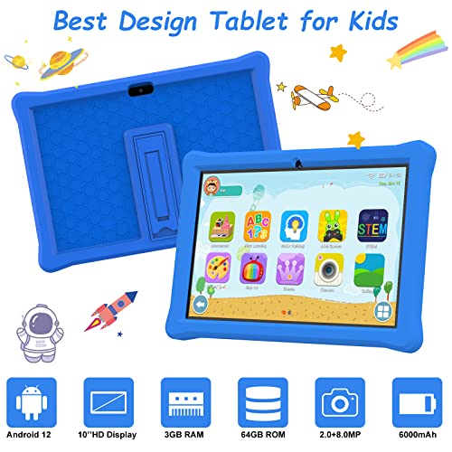 Kids Tablet, 10 inch Androrid 11 Toddler Tablet for Kids, 3GB RAM+64GB ROM Tablets, Google Certificated, 8MP Camera, Pre-Installed&Parent Control Learning Education Tablet with Kids-Proof Case Stylus