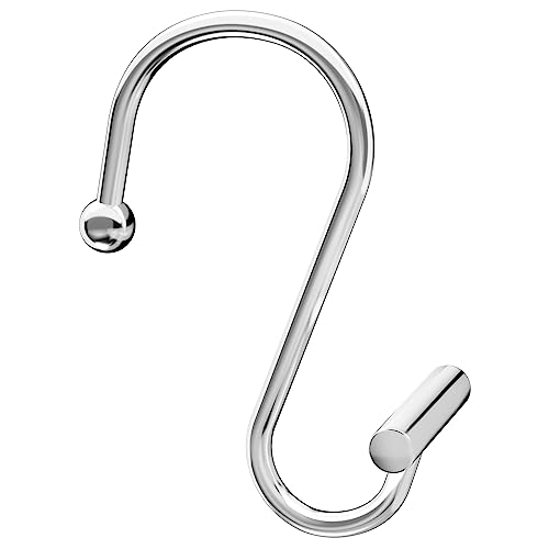 BBLHOME Shower Curtain Hooks Rings, Rustproof Metal Shower Curtain Hooks Rings for Bathroom Shower Curtain Rod, T-Shaped Decorative Shower Hooks Rings, Set of 12 (Chrome)