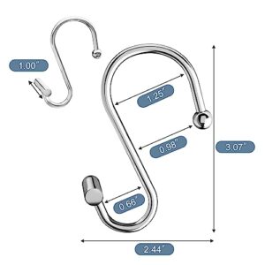 BBLHOME Shower Curtain Hooks Rings, Rustproof Metal Shower Curtain Hooks Rings for Bathroom Shower Curtain Rod, T-Shaped Decorative Shower Hooks Rings, Set of 12 (Chrome)