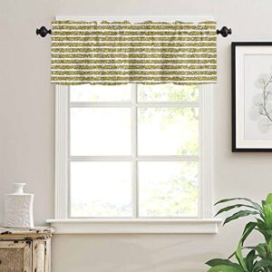 Funnywall88 Curtain Valance for Kitchen, White Gold Stripes Small Window Treatment Valance Curtains Rod Pocket Valances for Living Room,Dining Room,Bedroom,Kitchen Valance 54"x18"