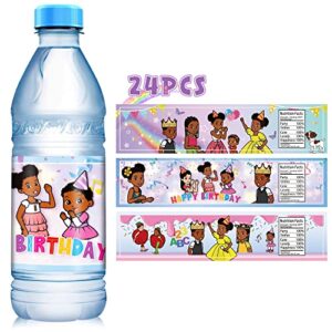 24pcs water bottle labels for kids birthday party supplies, 3 styles 8.5” x 2” water bottle labels, self-adhesive waterproof water bottle labels for kids girls boys birthday party decorations