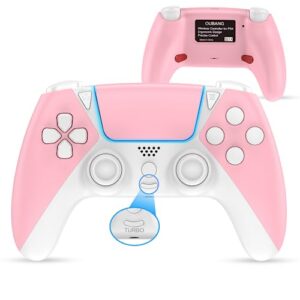 ymir controller for ps4 controller, belopera controller fits playstation 4 controller with turbo/back paddle/upgraded joystick, modded wireless controler ps4 gamepad supports pc/steam/ios/mac, pink