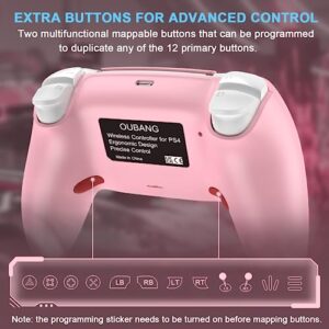 Ymir Controller for PS4 Controller, BELOPERA Controller fits Playstation 4 Controller with Turbo/Back Paddle/Upgraded Joystick, Modded Wireless Controler Ps4 Gamepad Supports PC/Steam/iOS/MAC, Pink