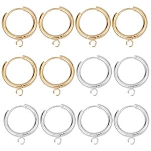 sunnyclue 1 box 12pcs huggie hoop leverbacks 18mm leverback earring findings real 24k gold plated stainless steel lever back earring hooks round hinged hoops earrings hook for jewelry making craft