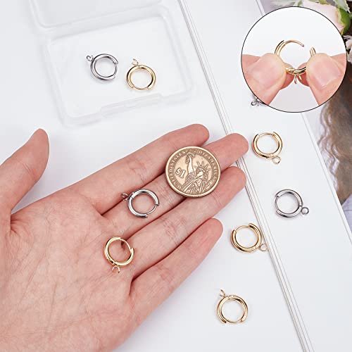 SUNNYCLUE 1 Box 12Pcs Huggie Hoop Leverbacks 18mm Leverback Earring Findings Real 24K Gold Plated Stainless Steel Lever Back Earring Hooks Round Hinged Hoops Earrings Hook for Jewelry Making Craft