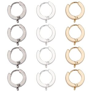 sunnyclue 1 box 12pcs 3 color huggie hoop earrings silver leverback earrings findings stainless steel earring hoops french earwire with open loop leverbacks for jewellery making women diy crafts