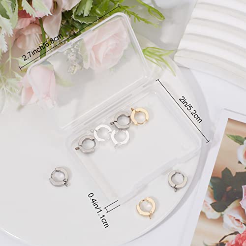 SUNNYCLUE 1 Box 12Pcs 3 Color Huggie Hoop Earrings Silver Leverback Earrings Findings Stainless Steel Earring Hoops French Earwire with Open Loop Leverbacks for Jewellery Making Women DIY Crafts