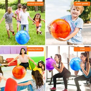 HolyMaji 3 Pcs 16 Inches Marbleized Bouncy Balls Large Size Inflatable Rubber Playground Sensory Balls Plus Air Pump, Big Cloud Bouncing Balls for Adults Pet Kid Beach Water Fun Indoor Outdoor Games