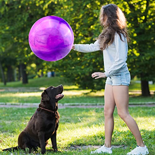 HolyMaji 3 Pcs 16 Inches Marbleized Bouncy Balls Large Size Inflatable Rubber Playground Sensory Balls Plus Air Pump, Big Cloud Bouncing Balls for Adults Pet Kid Beach Water Fun Indoor Outdoor Games