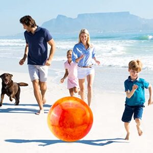 HolyMaji 3 Pcs 16 Inches Marbleized Bouncy Balls Large Size Inflatable Rubber Playground Sensory Balls Plus Air Pump, Big Cloud Bouncing Balls for Adults Pet Kid Beach Water Fun Indoor Outdoor Games