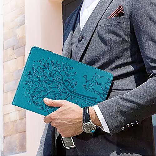 VODEFOX Case for iPad Mini 6 2021 (8.3 Inch) 6th Generation Case, Embossed Deer&Tree PU Leather Retro Shockproof Slim Case with Pencil Holder Elastic Strap Stand Cover for iPad Mini 6th Gen - Blue
