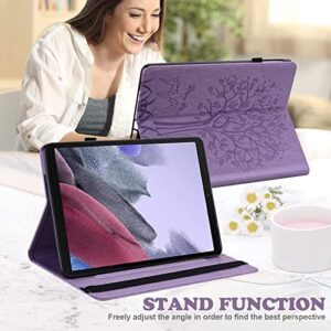 VODEFOX Case for iPad Mini 6 2021 (8.3 Inch) 6th Generation Case, Embossed Deer&Tree PU Leather Retro Shockproof Slim Case with Pencil Holder Elastic Strap Stand Cover for iPad Mini 6th Gen - Purple