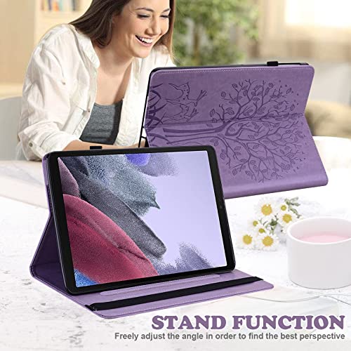 VODEFOX Case for iPad Mini 6 2021 (8.3 Inch) 6th Generation Case, Embossed Deer&Tree PU Leather Retro Shockproof Slim Case with Pencil Holder Elastic Strap Stand Cover for iPad Mini 6th Gen - Purple