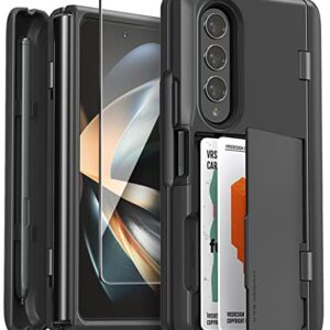 VRS DESIGN Terra Guard Modern GO S Phone Case for Galaxy Z Fold 4 5G (2022), Premium Modern Neat Style Hinge Protection Card Case with S Pen Compartment (Matte Black/Renewed)