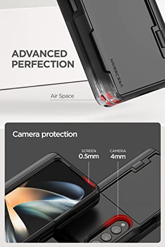 VRS DESIGN Terra Guard Modern GO S Phone Case for Galaxy Z Fold 4 5G (2022), Premium Modern Neat Style Hinge Protection Card Case with S Pen Compartment (Matte Black/Renewed)