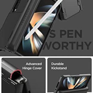 VRS DESIGN Terra Guard Modern GO S Phone Case for Galaxy Z Fold 4 5G (2022), Premium Modern Neat Style Hinge Protection Card Case with S Pen Compartment (Matte Black/Renewed)