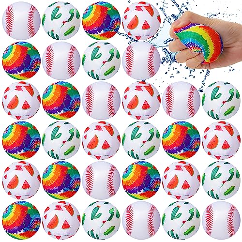 Sratte 32 Pcs 3 Inch Water Balls Water Absorbent Ball Pool Balls Children Pool Water Balls Water Fight Soft Balls for Children Adults Pool and Beach Favors Summer Outdoor Games