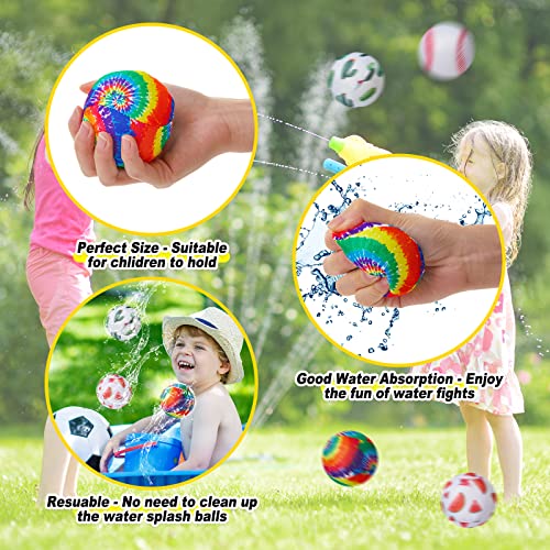 Sratte 32 Pcs 3 Inch Water Balls Water Absorbent Ball Pool Balls Children Pool Water Balls Water Fight Soft Balls for Children Adults Pool and Beach Favors Summer Outdoor Games