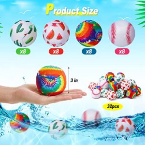 Sratte 32 Pcs 3 Inch Water Balls Water Absorbent Ball Pool Balls Children Pool Water Balls Water Fight Soft Balls for Children Adults Pool and Beach Favors Summer Outdoor Games