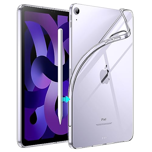 JETech Case for iPad Air 5/4 (10.9-Inch, 2022/2020 Model, 5th/4th Generation), Soft TPU Transparent Slim Shockproof Tablet Cover, Support Pencil 2nd Charging (Clear)