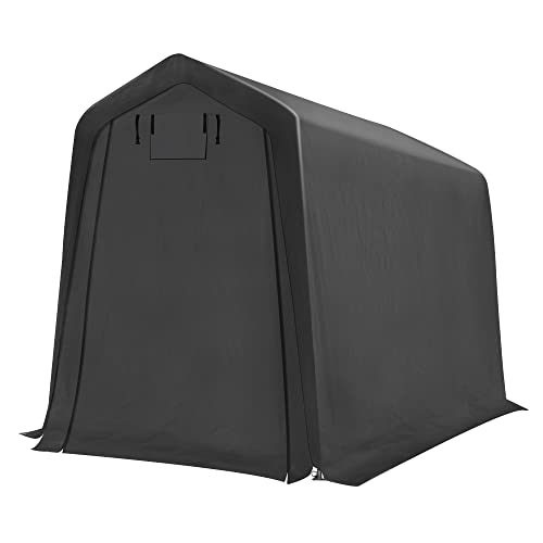 GARTOO 6' x 7' Storage Shelter - Outdoor Portable Shed with Roll-up Ventilated Windows, Heavy Duty Zipper Storage shed for Bike, ATV, Motorcycle Shelter, Gray