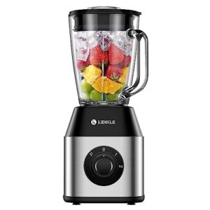 kidisle professional blenders for kitchen, 1200w powerful smoothie blender, 52oz glass jar for shakes and smoothies, ice crush, frozen fruit, stainless steel & sliver